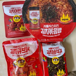 [서울시스터즈] CU 김치 4총사 세트-김치볶음밥, 김치큐브닭, 김치바삭김, 김치아몬드 — 4점을 준 리뷰어가 2021년 10월 올린 사용 사진