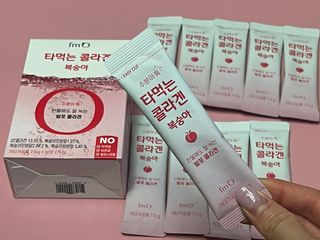 [음료수 대신 가능!]  빠르게 흡수되는 아임오 타먹는 콜라겐 1박스 — 5점을 준 리뷰어가 2023년 4월 올린 사용 사진