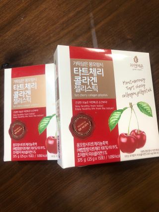 자연에온 가득담은 몽모랑시 타트체리 콜라겐 젤리스틱 — 3점을 준 리뷰어가 2021년 1월 올린 사용 사진