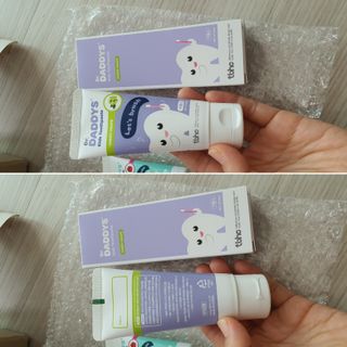 닥터데디스 안심저불소 키즈치약 (라즈베리, 청포도향 중 택 1) 60g +  여행용 미니 치약 15g — 4.5점을 준 리뷰어가 2022년 7월 올린 사용 사진