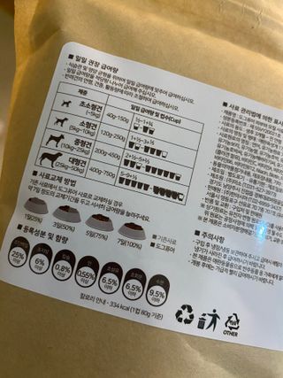 도그퓨어 피부와모질/혼합유산균/글루코사민 유기농 로스팅 사료 — 5점을 준 리뷰어가 2021년 9월 올린 사용 사진