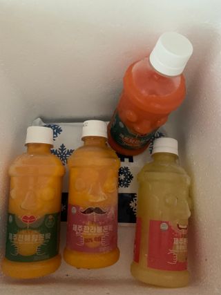 탐라원 제주의 맛, 몬딱주스 4종세트 - 한라봉몬딱주스, 천혜향몬딱주스, 청귤에이드, 당근몬딱주스 — 5점을 준 리뷰어가 2021년 7월 올린 사용 사진