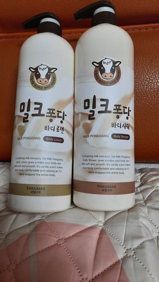 [과일나라] 대용량 밀크퐁당 바디로션+바디워시 2종 — 5점을 준 리뷰어가 2021년 10월 올린 사용 사진