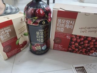 자연에온 몽모랑시 타트체리 3종 세트 구성 - 저분자콜라겐젤리, NFC 착즙주스 — 5점을 준 리뷰어가 2021년 7월 올린 사용 사진