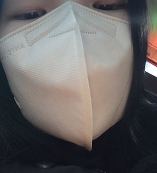 애니가드 셋업마스크 4컬러 각 10매입 [크리미베이지, 캐시미어로즈, 초콜렛브라운, 미드나잇네이비] — 5점을 준 리뷰어가 2022년 2월 올린 사용 사진