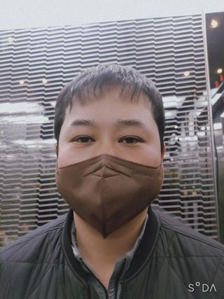 애니가드 셋업마스크 4컬러 각 10매입 [크리미베이지, 캐시미어로즈, 초콜렛브라운, 미드나잇네이비] — 5점을 준 리뷰어가 2022년 2월 올린 사용 사진