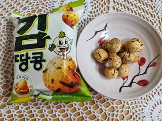 오리온 오징어땅콩의 짭짤고소 신제품, 구운김땅콩 — 5점을 준 리뷰어가 2022년 5월 올린 사용 사진