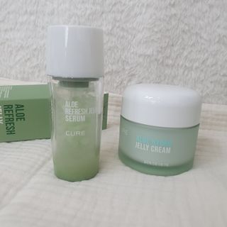 김정문알로에 큐어 큐어 알로에 리프레쉬 젤리 세럼, 큐어 알로에 하이드로 젤리 크림 — 5점을 준 리뷰어가 2021년 4월 올린 사용 사진