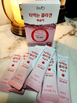[음료수 대신 가능!]  빠르게 흡수되는 아임오 타먹는 콜라겐 1박스 — 5점을 준 리뷰어가 2023년 4월 올린 사용 사진