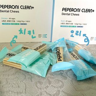 페페로니 2종 세트 클린플러스 덴탈껌 치킨+덕 — 4점을 준 리뷰어가 2021년 8월 올린 사용 사진