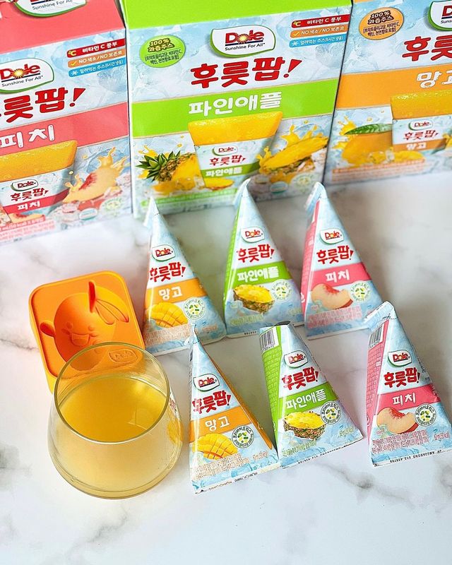 Dole 망고팝/파인애플팝/피치팝 62ml 8입X 1박스씩 총 3박스 리뷰 사진