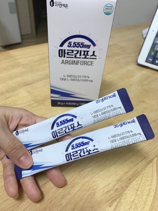 자연에온 아르긴포스 L-아르기닌 5555mg 스틱 15개입 1박스 — 5점을 준 리뷰어가 2022년 1월 올린 사용 사진