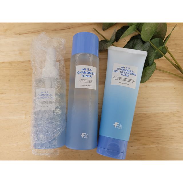 페브유 pH5.5 캐모마일 젤 클렌징 폼 + 클렌징 오일 + 토너 3종 세트 리뷰 사진
