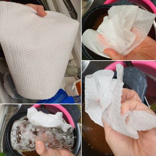 부직포나라 중금속유해물질ZERO 뜯어쓰는 주방 일회용수세미 60매 2매 — 5점을 준 리뷰어가 2022년 9월 올린 사용 사진