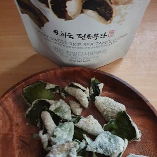 오희숙 전통부각 명인 찹쌀김부각, 찹쌀다시마부각, 황태껍질튀각 총 6봉 — 5점을 준 리뷰어가 2021년 6월 올린 사용 사진