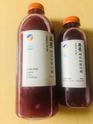 트롯전통식혜 트롯레드비트식혜 1리터 +500리터 — 5점을 준 리뷰어가 2021년 5월 올린 사용 사진