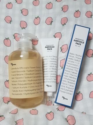 빅그린 카렌듈라(지성두피용)&시카(중건성두피용)탈모샴푸500ml-택1,빅그린 프리미어바이옴탈모앰플팩 60ml — 3점을 준 리뷰어가 2023년 1월 올린 사용 사진