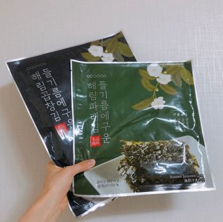 [해림맛김] 들기름에 구운 바삭바삭 김 4종 세트 + 1종 랜덤발송 총5개입 — 5점을 준 리뷰어가 2021년 2월 올린 사용 사진