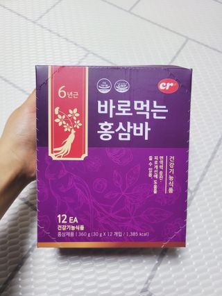 씨알푸드 건강기능식품 6년근 홍삼 함유, 바로먹는 홍삼바 30g 12개입 — 3점을 준 리뷰어가 2022년 3월 올린 사용 사진