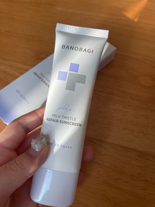 바노바기 코스메틱 바노바기 밀크씨슬 리페어 시카 선스크린 플러스 50ml — 4점을 준 리뷰어가 2023년 8월 올린 사용 사진