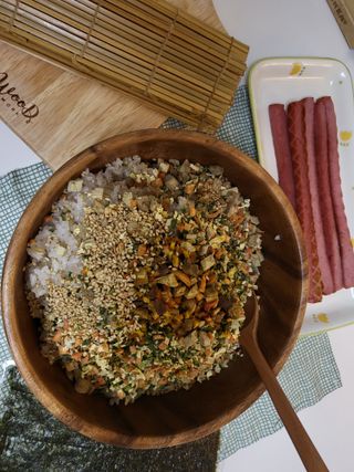 해풀잎 누구나 김밥*1ea [(혼합야채 35g *1ea,  김밥김 (5g, 5ea),  양념간장 (6g, 5ea), 참기름(5g, 2ea)] — 5점을 준 리뷰어가 2022년 7월 올린 사용 사진