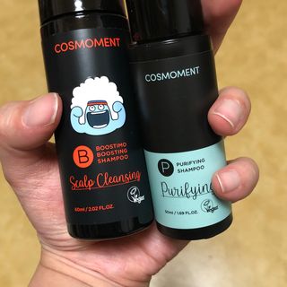 코스모먼트 부스티모 부스팅샴푸60ml + 비듬세정 진정샴푸50ml — 4.5점을 준 리뷰어가 2021년 11월 올린 사용 사진