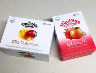 [복음자리] 바리스타 패키지 2종 랜덤발송 (딸기스무디 스틱+샤인머스캣에이드 or 망고스무디+자몽에이드) — 4.5점을 준 리뷰어가 2022년 7월 올린 사용 사진