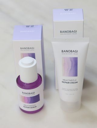 바노바기 코스메틱 바노바기 밀크 씨슬 리페어 세럼 30ml & 크림 50ml — 5점을 준 리뷰어가 2024년 4월 올린 사용 사진