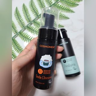 코스모먼트 부스티모 부스팅샴푸60ml + 비듬세정 진정샴푸50ml — 3점을 준 리뷰어가 2021년 11월 올린 사용 사진