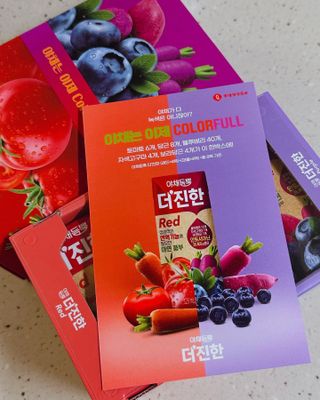 [롯데칠성] 야채듬뿍 더'진한 [롯데칠성] 야채는 이제 COLORFULL! 야채듬뿍  더 진한 레드 4개 +퍼플 4개 (총 8개) — 4점을 준 리뷰어가 2023년 6월 올린 사용 사진