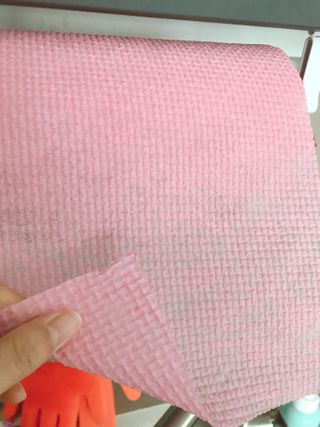 위케어 일회용 향균 수세미 50매 2롤 세트 총 100매 Pink — 5점을 준 리뷰어가 2021년 2월 올린 사용 사진