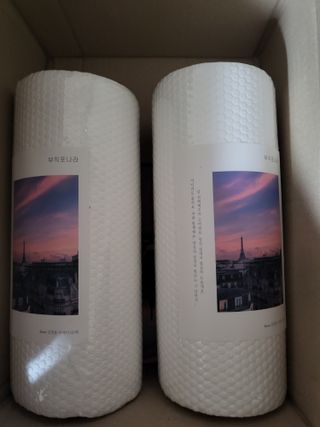 부직포나라 중금속유해물질ZERO 뜯어쓰는 주방 일회용수세미 60매 2매 — 5점을 준 리뷰어가 2022년 11월 올린 사용 사진