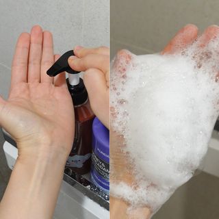 쿤달 [KUNDAL 공식] 프리미엄 헤어 케어 스페셜 세트 샴푸 500ml &amp; 트리트먼트 500ml — 5점을 준 리뷰어가 2021년 3월 올린 사용 사진