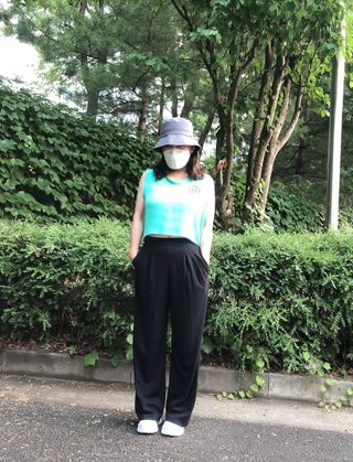 [스테이피플] SILKY SLEEVELESS LOGO TOP — 5점을 준 리뷰어가 2022년 6월 올린 사용 사진