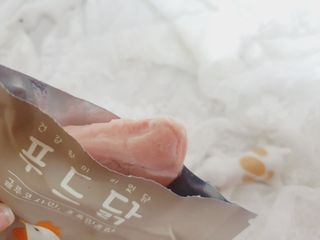 도그퓨어 푸드닭 강아지 닭고기 통살 애견간식 오리지널/차전자피/초록입홍합 — 5점을 준 리뷰어가 2021년 10월 올린 사용 사진