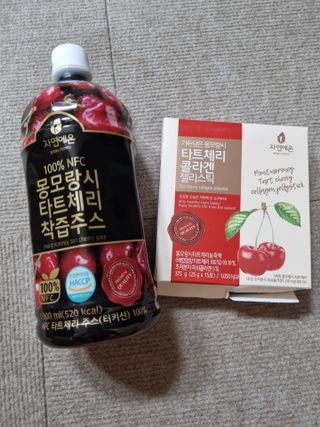 자연에온 몽모랑시 타트체리 3종 세트 구성 - 저분자콜라겐젤리, NFC 착즙주스 — 5점을 준 리뷰어가 2021년 7월 올린 사용 사진