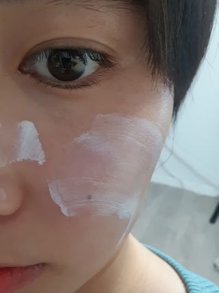 아르비엔 순한성분 비건 무기자차 톤업선크림 — 5점을 준 리뷰어가 2021년 1월 올린 사용 사진