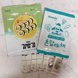 해풀잎 누구나 김밥*1ea [(혼합야채 35g *1ea,  김밥김 (5g, 5ea),  양념간장 (6g, 5ea), 참기름(5g, 2ea)] — 5점을 준 리뷰어가 2022년 7월 올린 사용 사진