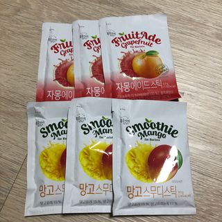 [복음자리] 바리스타 패키지 2종 랜덤발송 (딸기스무디 스틱+샤인머스캣에이드 or 망고스무디+자몽에이드) — 5점을 준 리뷰어가 2022년 7월 올린 사용 사진