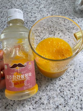 탐라원 제주의 맛, 몬딱주스 4종세트 - 한라봉몬딱주스, 천혜향몬딱주스, 청귤에이드, 당근몬딱주스 — 5점을 준 리뷰어가 2021년 7월 올린 사용 사진