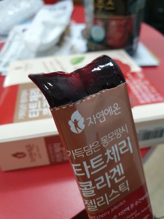자연에온 몽모랑시 타트체리 3종 세트 구성 - 저분자콜라겐젤리, NFC 착즙주스 — 5점을 준 리뷰어가 2021년 7월 올린 사용 사진