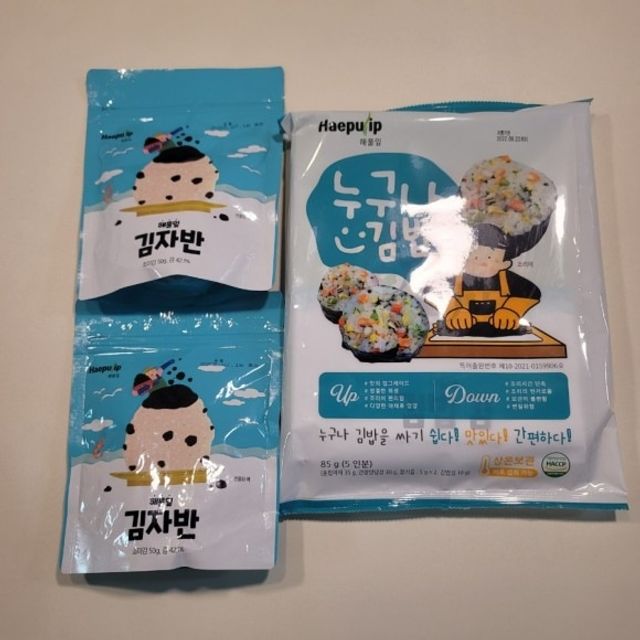누구나 김밥*1ea [(혼합야채 35g *1ea,  김밥김 (5g, 5ea),  양념간장 (6g, 5ea), 참기름(5g, 2ea)] 리뷰 사진