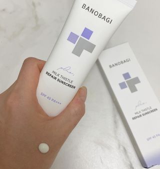 바노바기 코스메틱 바노바기 밀크씨슬 리페어 시카 선스크린 플러스 50ml — 5점을 준 리뷰어가 2023년 1월 올린 사용 사진