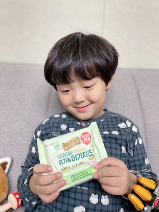 남양유업 드빈치 유기농 아기치즈 1단계 — 5점을 준 리뷰어가 2021년 1월 올린 사용 사진