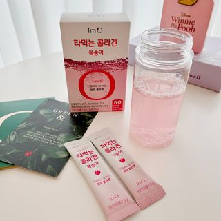 [음료수 대신 가능!]  빠르게 흡수되는 아임오 타먹는 콜라겐 1박스 — 5점을 준 리뷰어가 2023년 3월 올린 사용 사진