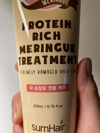 썸헤어 / SUMHAIR 썸헤어 프로틴 리치 머랭 트리트먼트 극손상모 전용 케어 — 4.5점을 준 리뷰어가 2021년 5월 올린 사용 사진
