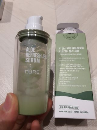 김정문알로에 큐어 큐어 알로에 리프레쉬 젤리 세럼, 큐어 알로에 하이드로 젤리 크림 — 5점을 준 리뷰어가 2021년 2월 올린 사용 사진