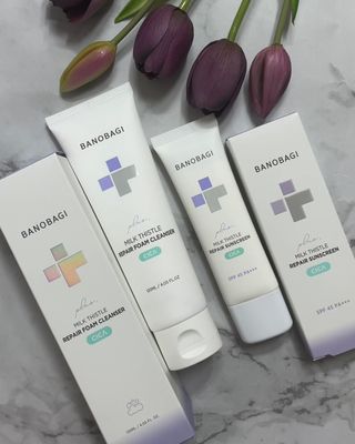 바노바기 코스메틱 바노바기 밀크씨슬 리페어 시카 폼 클렌저 플러스 120ml + 선스크린 플러스 50ml — 5점을 준 리뷰어가 2023년 7월 올린 사용 사진
