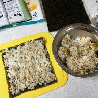 해풀잎 누구나 김밥*1ea [(혼합야채 35g *1ea,  김밥김 (5g, 5ea),  양념간장 (6g, 5ea), 참기름(5g, 2ea)] — 5점을 준 리뷰어가 2022년 10월 올린 사용 사진