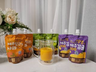 탐라원 건강 어린이 주스, 생생한 주스 3종 - 유기 감귤 주스, 당근과 사과 주스, 감귤 주스 — 5점을 준 리뷰어가 2021년 10월 올린 사용 사진